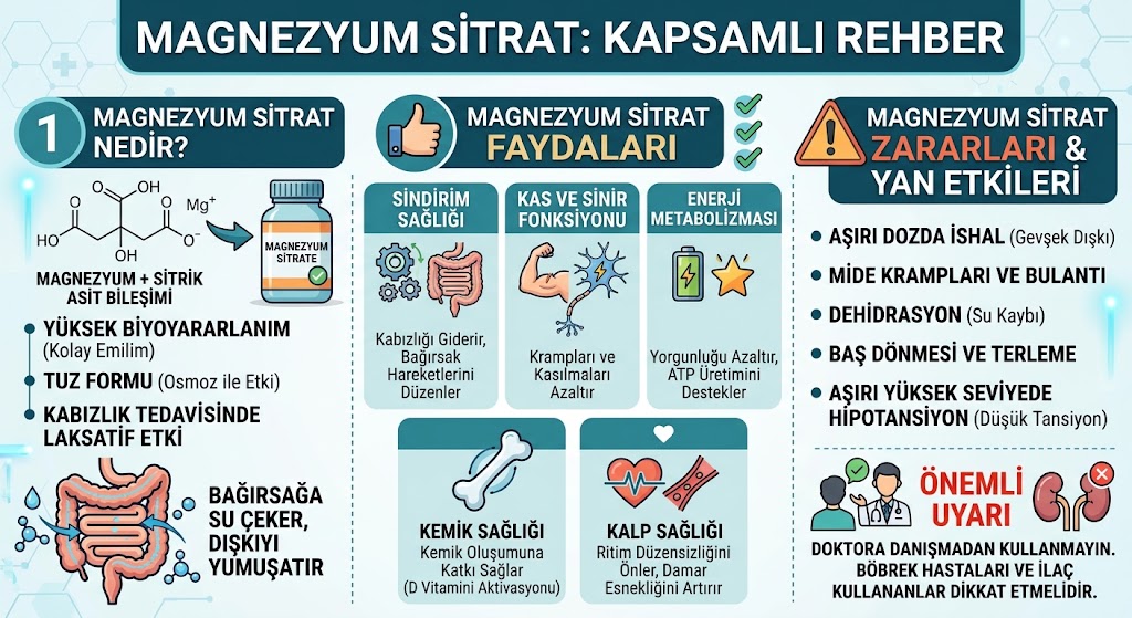 Magnezyum Sitrat Nedir? Faydaları ve Zararları