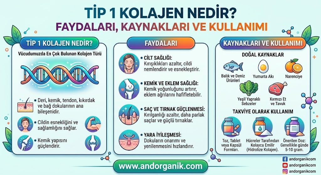 Tip 1 kolajen; cilt, kemik, tendon ve bağ dokusunun doğal yapısında bulunan temel proteinlerden biridir.